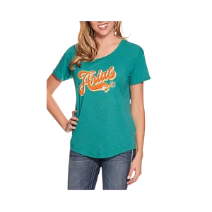 Ariat Women's Spurscript Short Sleeve Teal Green Tee Shirt