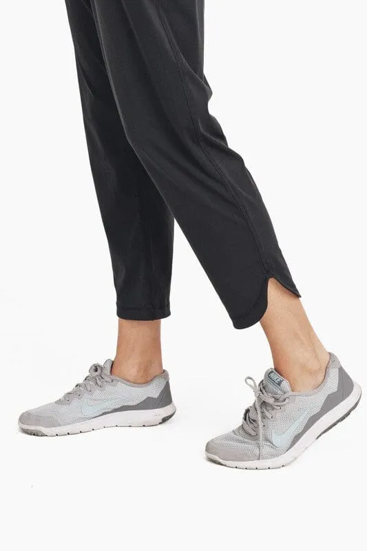 Athleisure Joggers with Curved Notch Hem