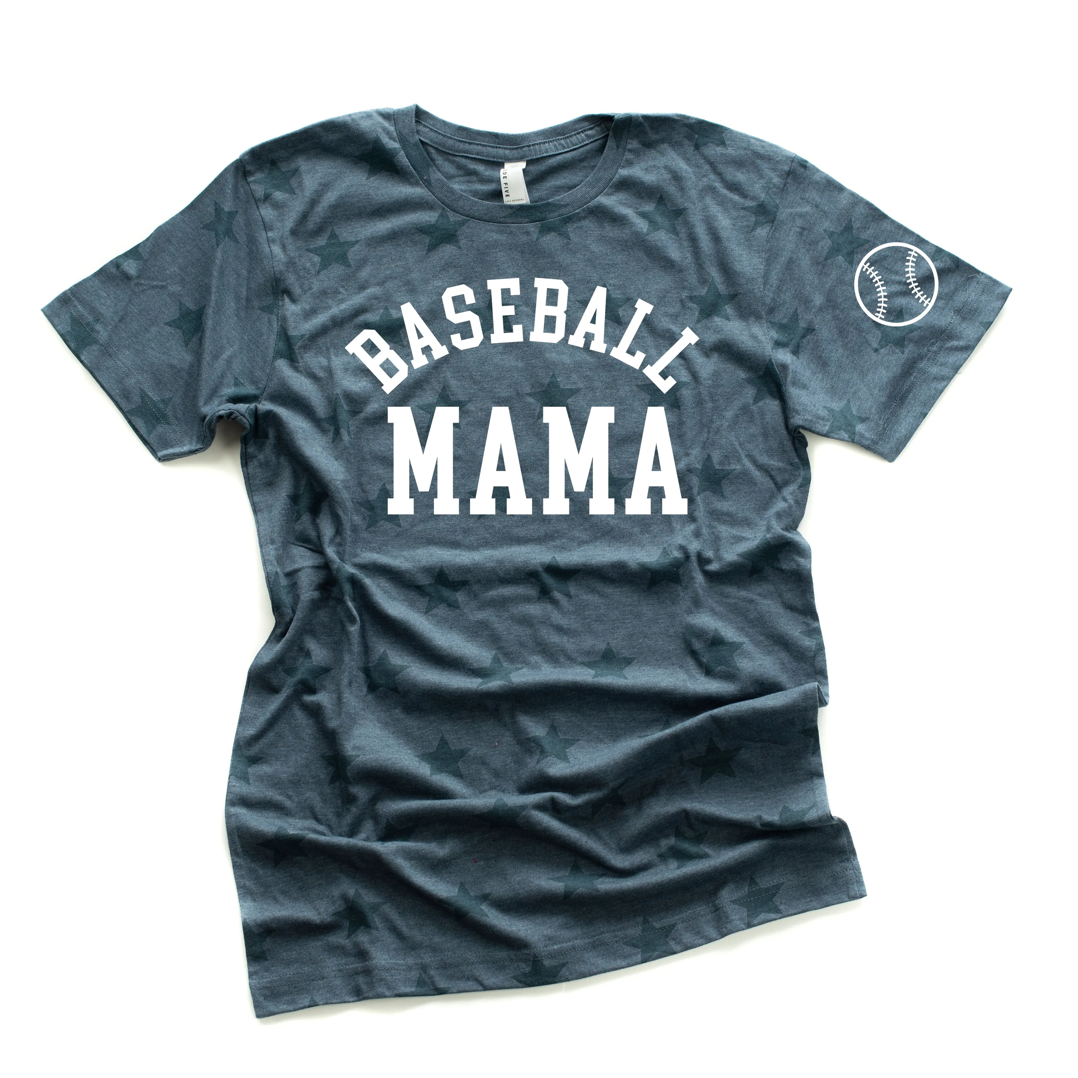 Baseball Mama - Baseball Detail on Sleeve - Unisex STAR Tee