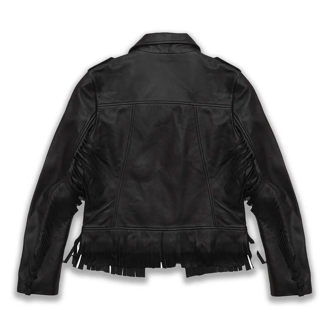 Black Fringed Leather Jacket