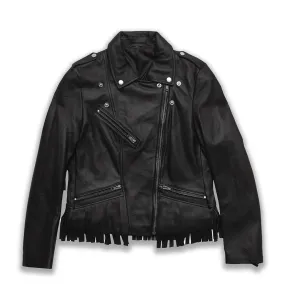 Black Fringed Leather Jacket