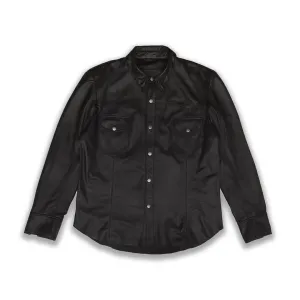 Black Leather Shirt Men's