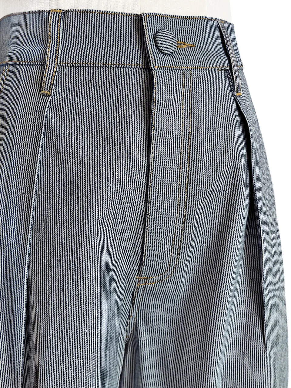 Blue Stripe Wideleg Slouchy Logo Embroidery Trousers