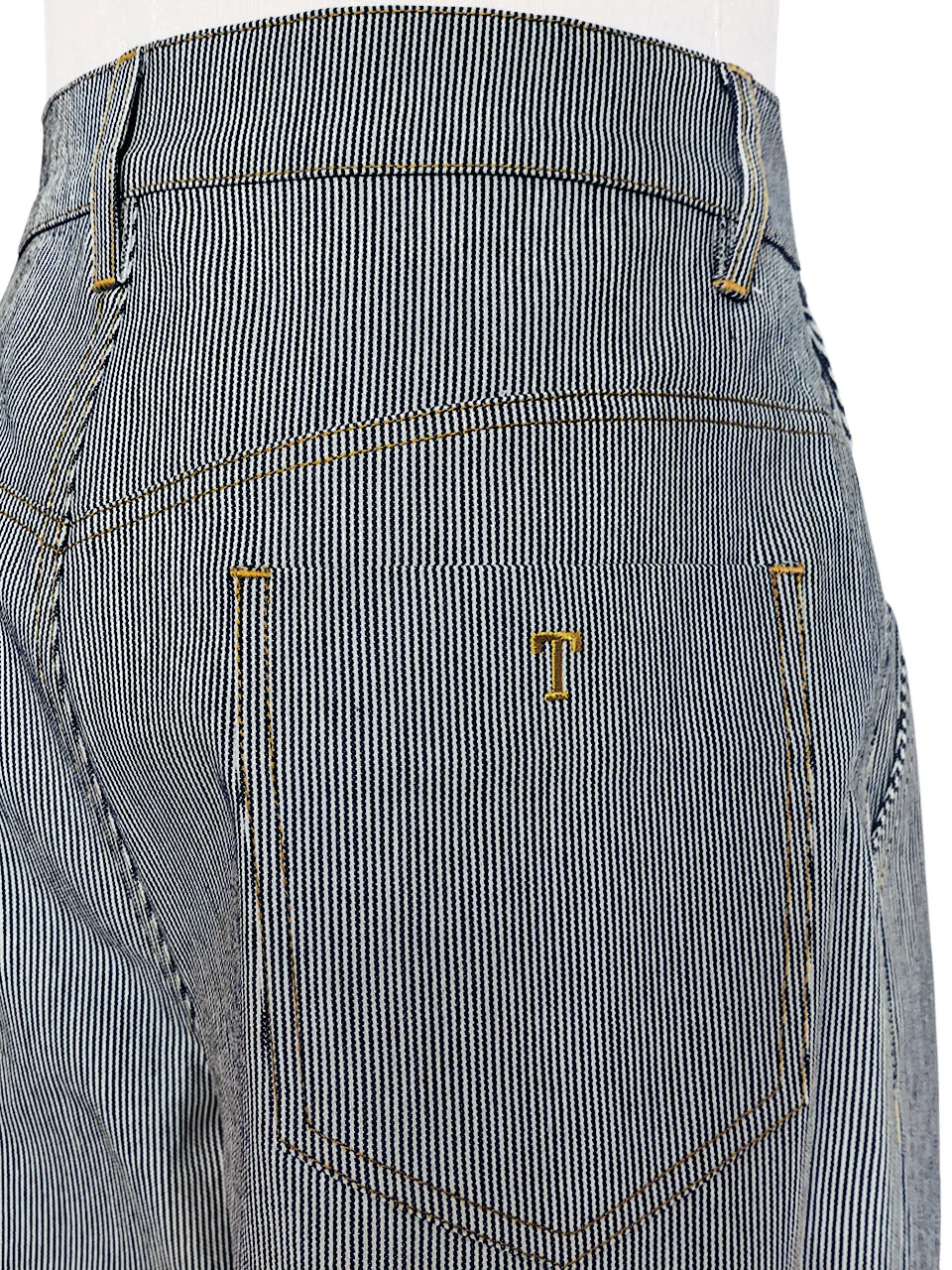 Blue Stripe Wideleg Slouchy Logo Embroidery Trousers