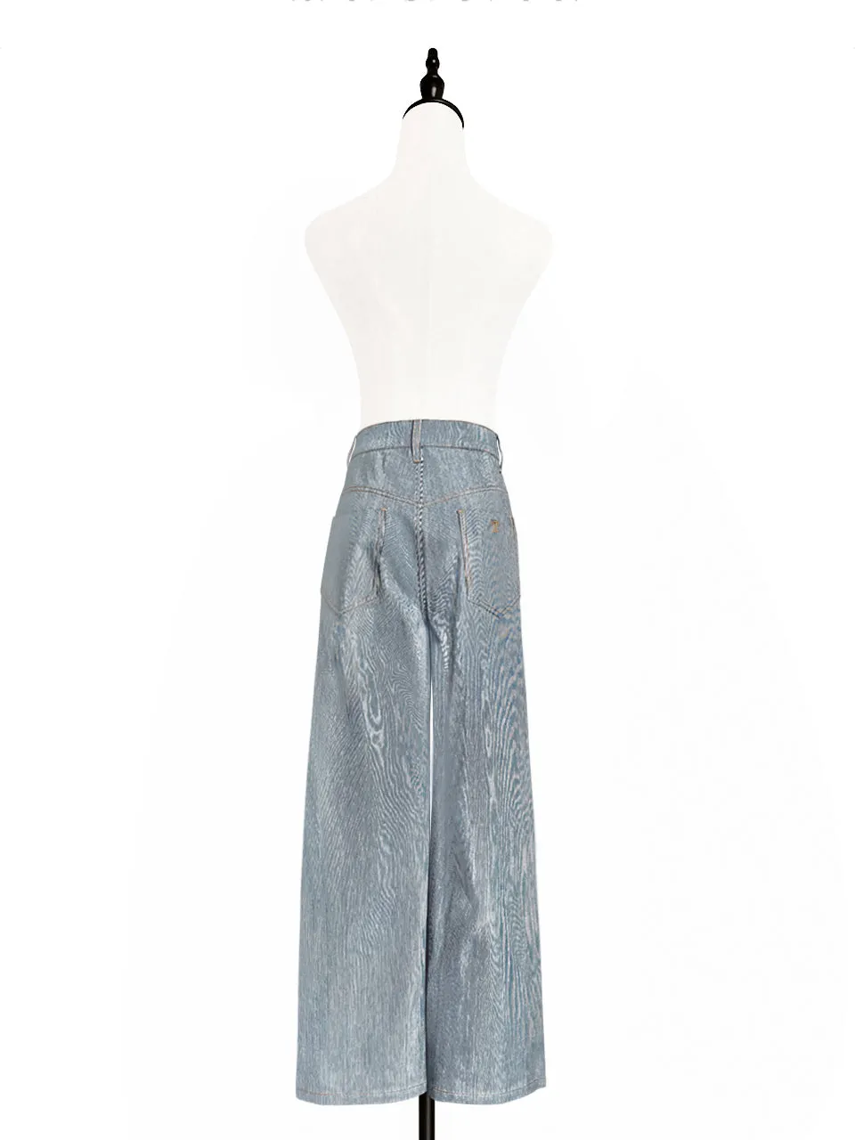 Blue Stripe Wideleg Slouchy Logo Embroidery Trousers