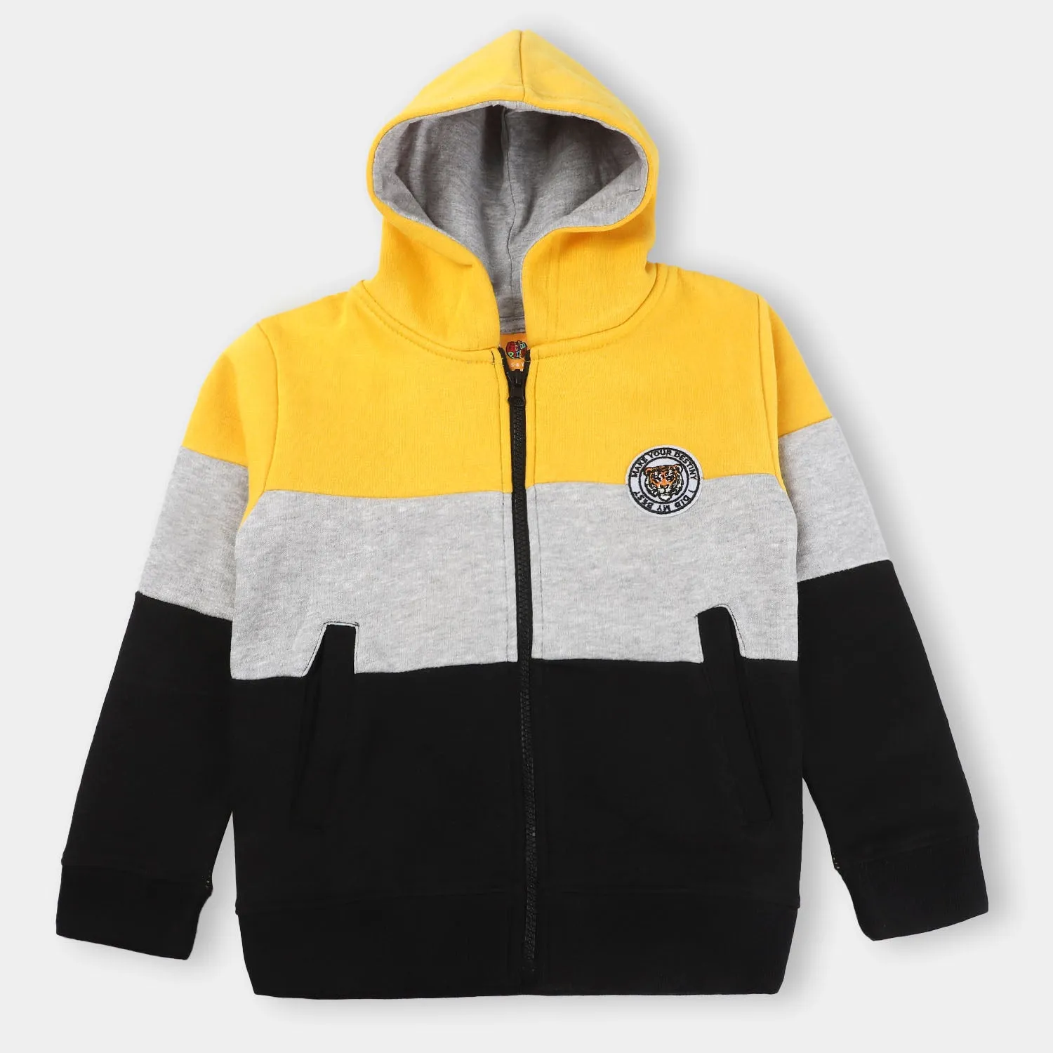 BOYS FLEECE KNITTED HOODED JACKET LION-BLACK