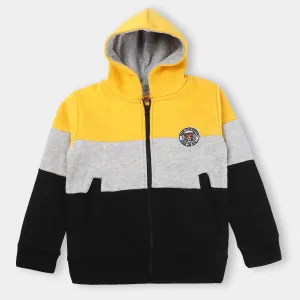 BOYS FLEECE KNITTED HOODED JACKET LION-BLACK