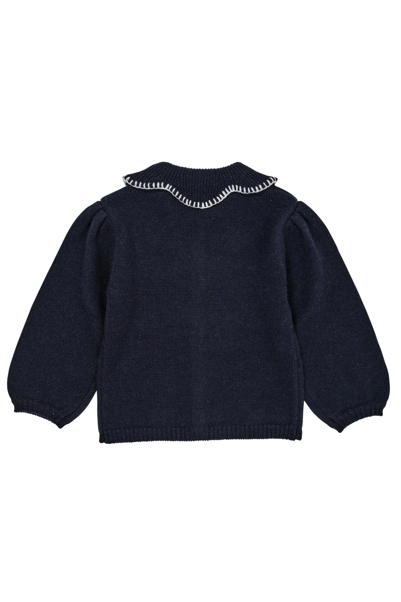 CASHMERE CARDIGAN W. COLLAR - NAVY