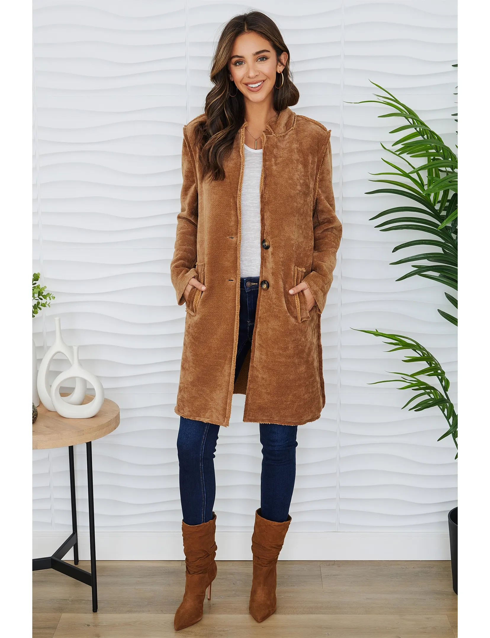 Cozy Corduroy Coat, Camel