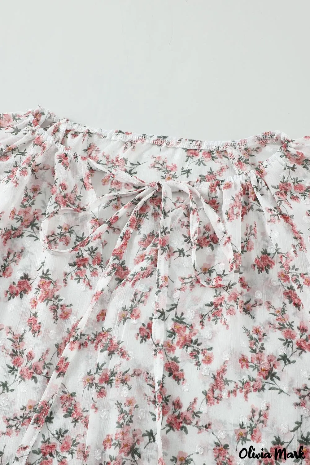 Deanwangkt - Multicolor Floral Print Drawstring Long Sleeve Blouse