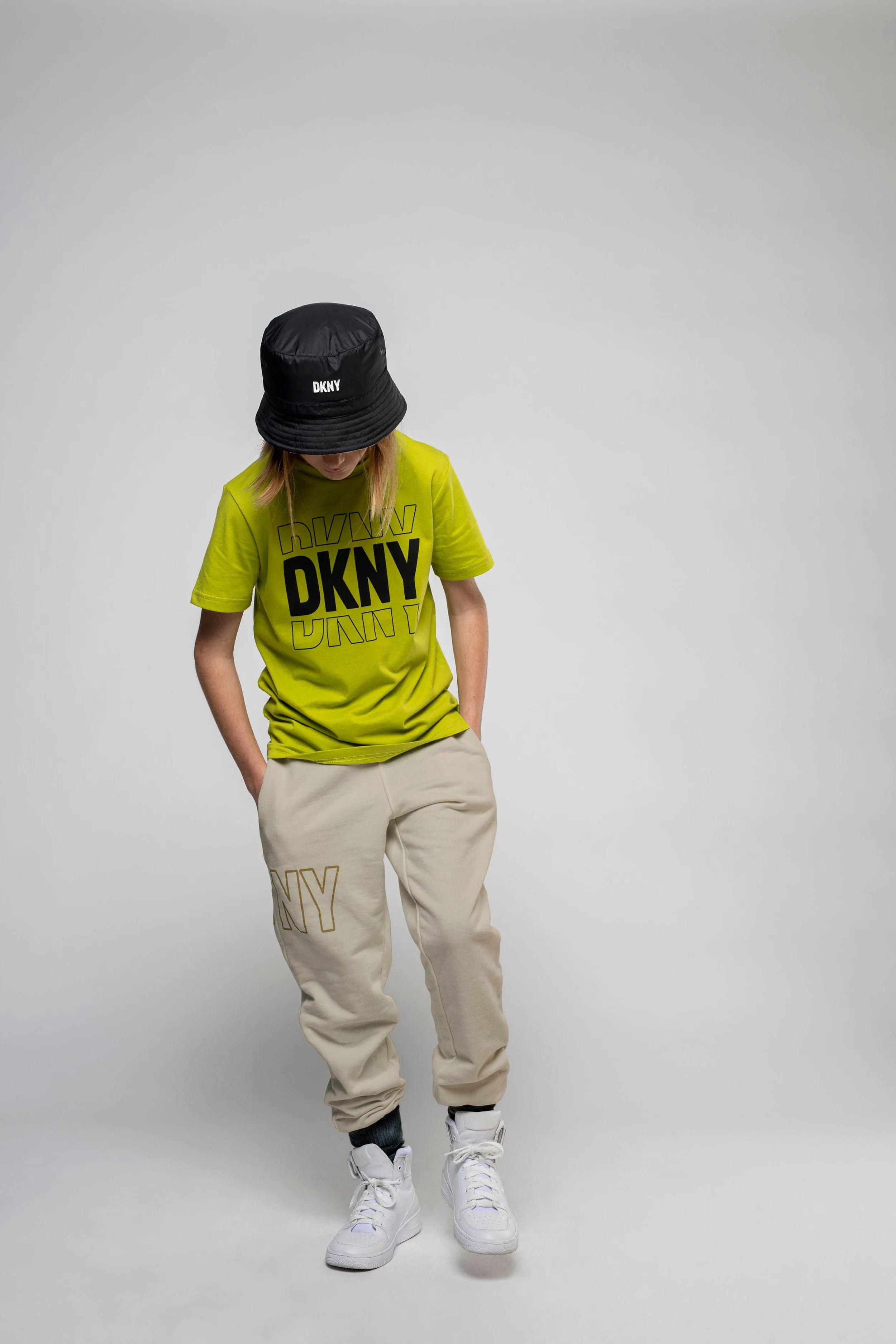 DKNY Kids Logo Joggers in Beige