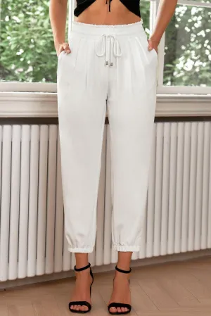 Drawstring Paperbag Waist Cropped Joggers