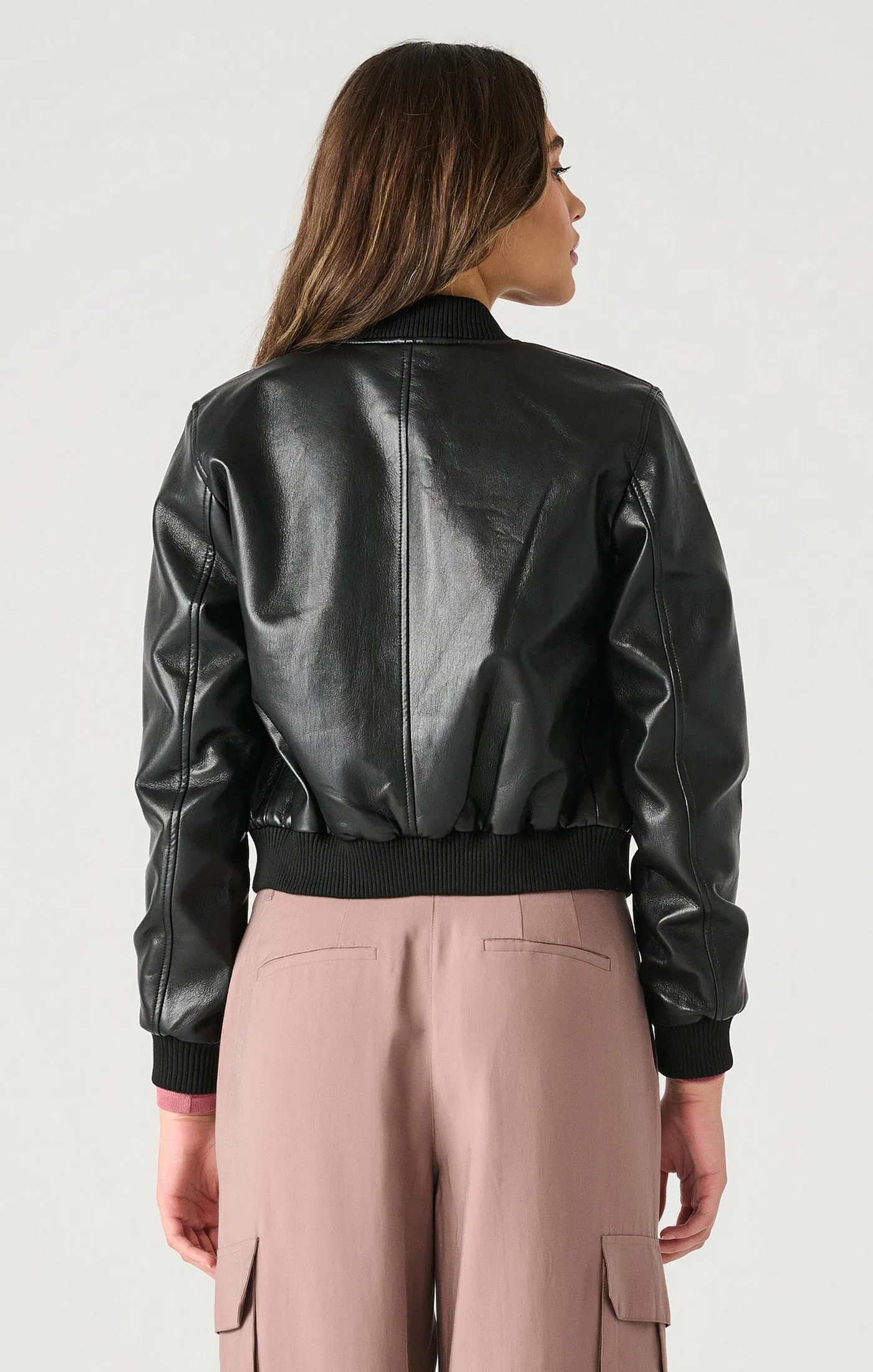 FAUX LEATHER BOMBER JACKET