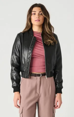 FAUX LEATHER BOMBER JACKET