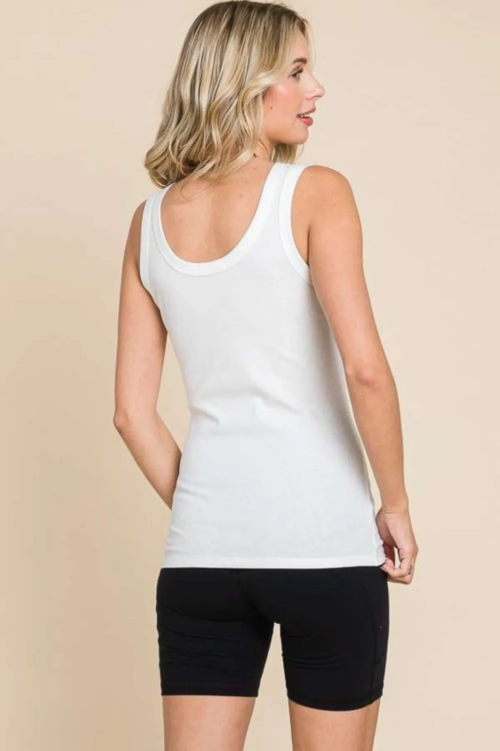 Full Size Ribbed Scoop Neck Tank