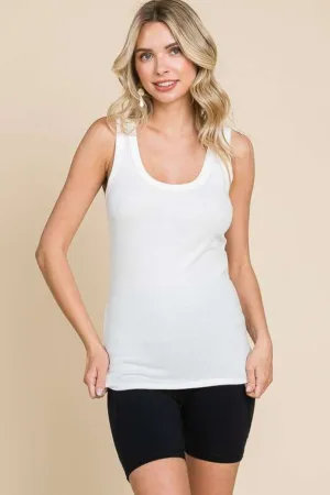 Full Size Ribbed Scoop Neck Tank