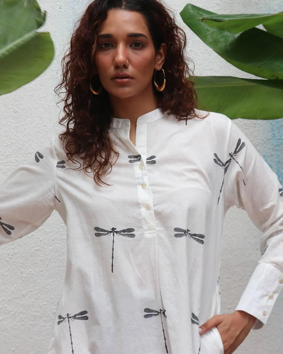 Gone with the Wing Handblock Printed Kurta Set - Mono