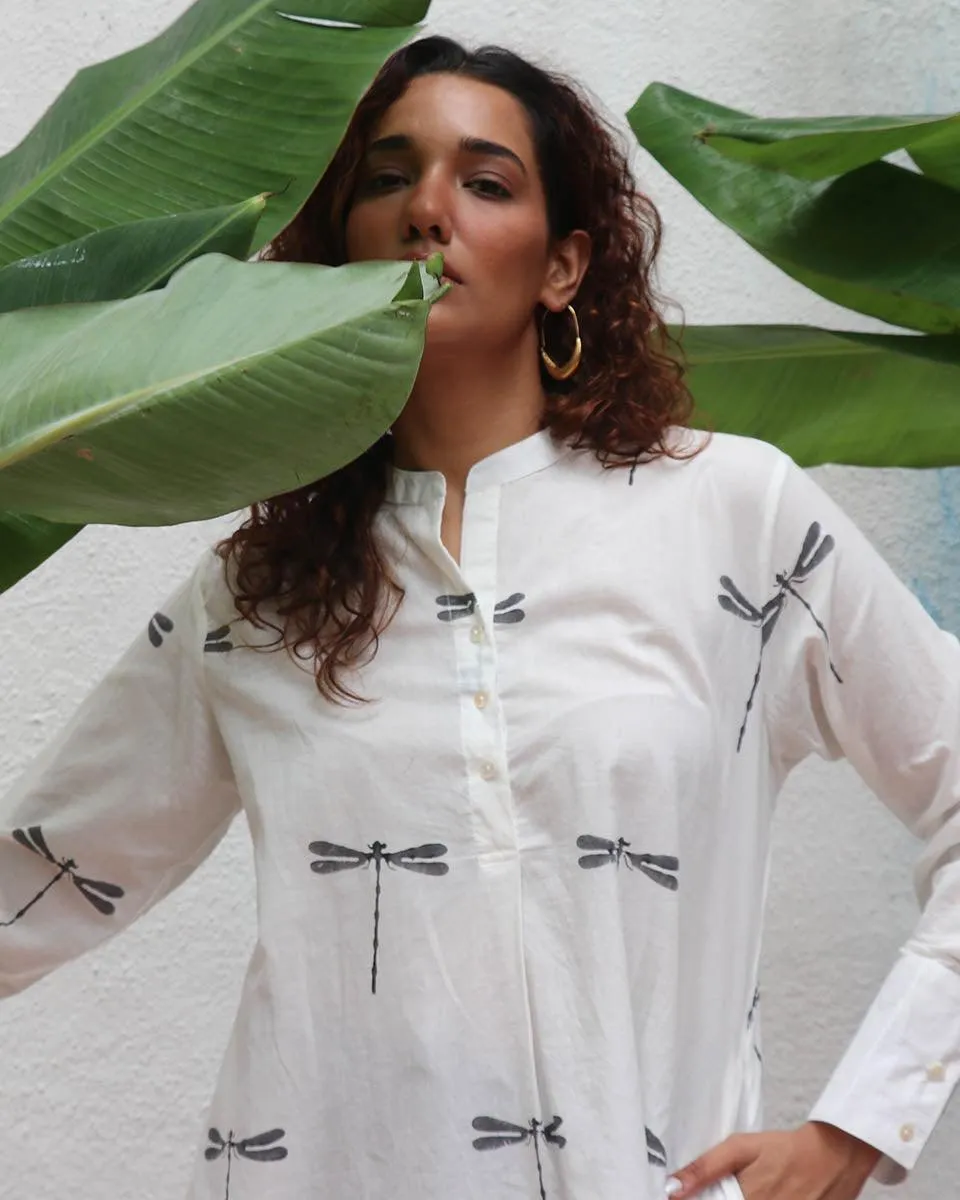 Gone with the Wing Handblock Printed Kurta Set - Mono