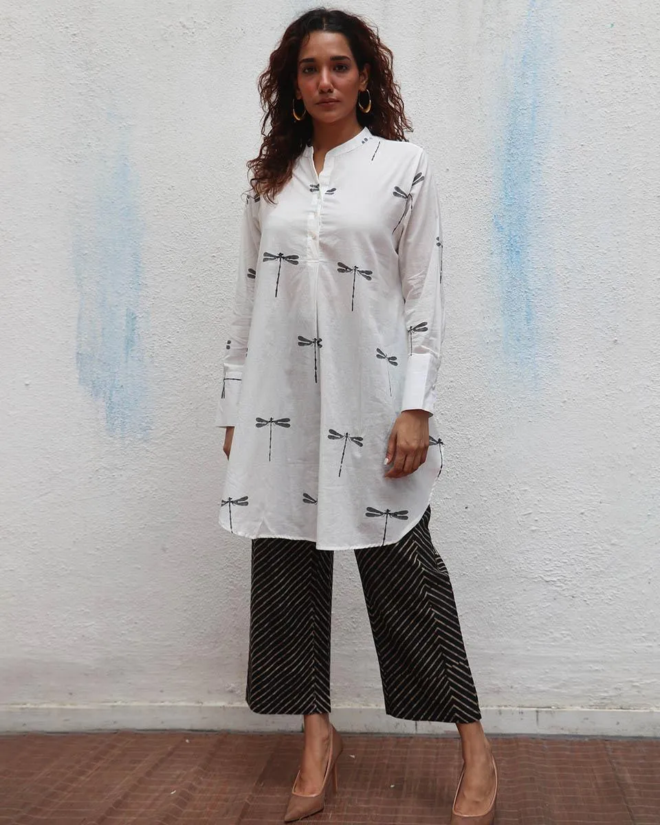 Gone with the Wing Handblock Printed Kurta Set - Mono