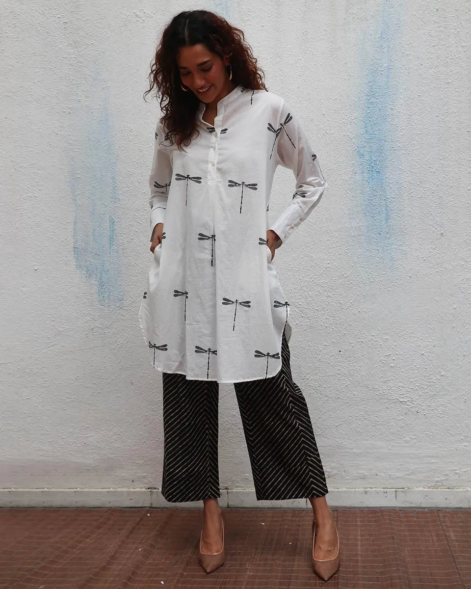 Gone with the Wing Handblock Printed Kurta Set - Mono