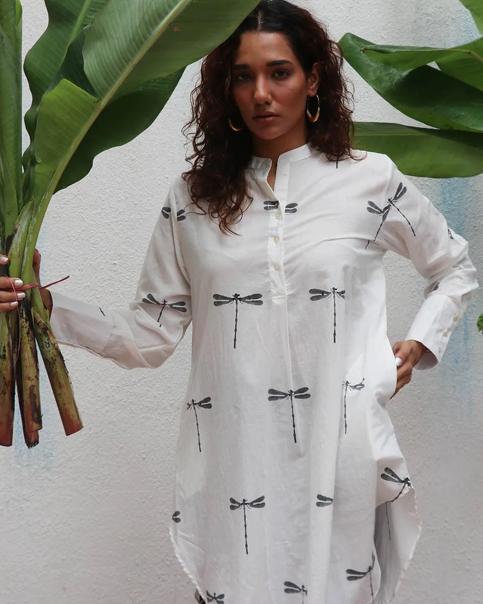 Gone with the Wing Handblock Printed Kurta Set - Mono