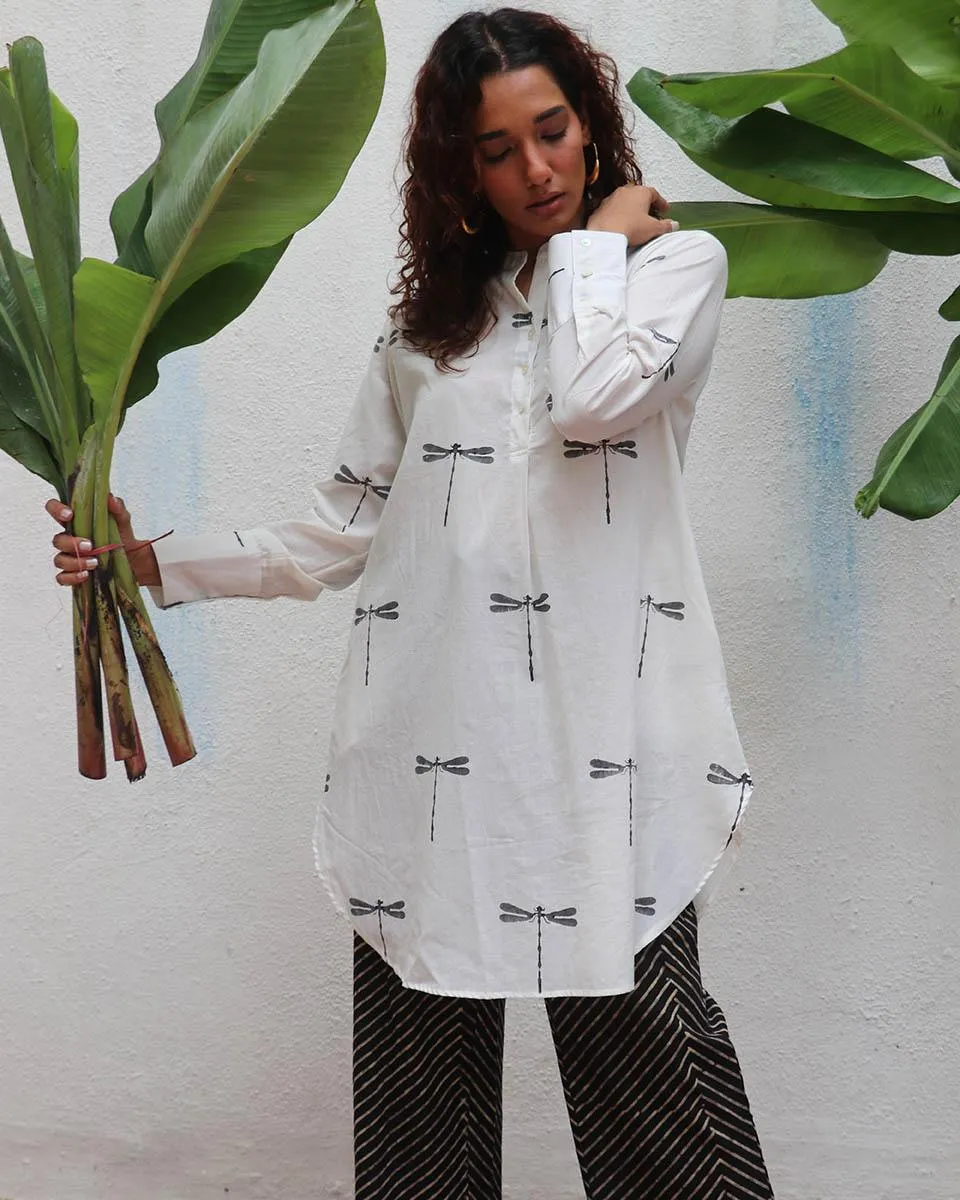 Gone with the Wing Handblock Printed Kurta Set - Mono