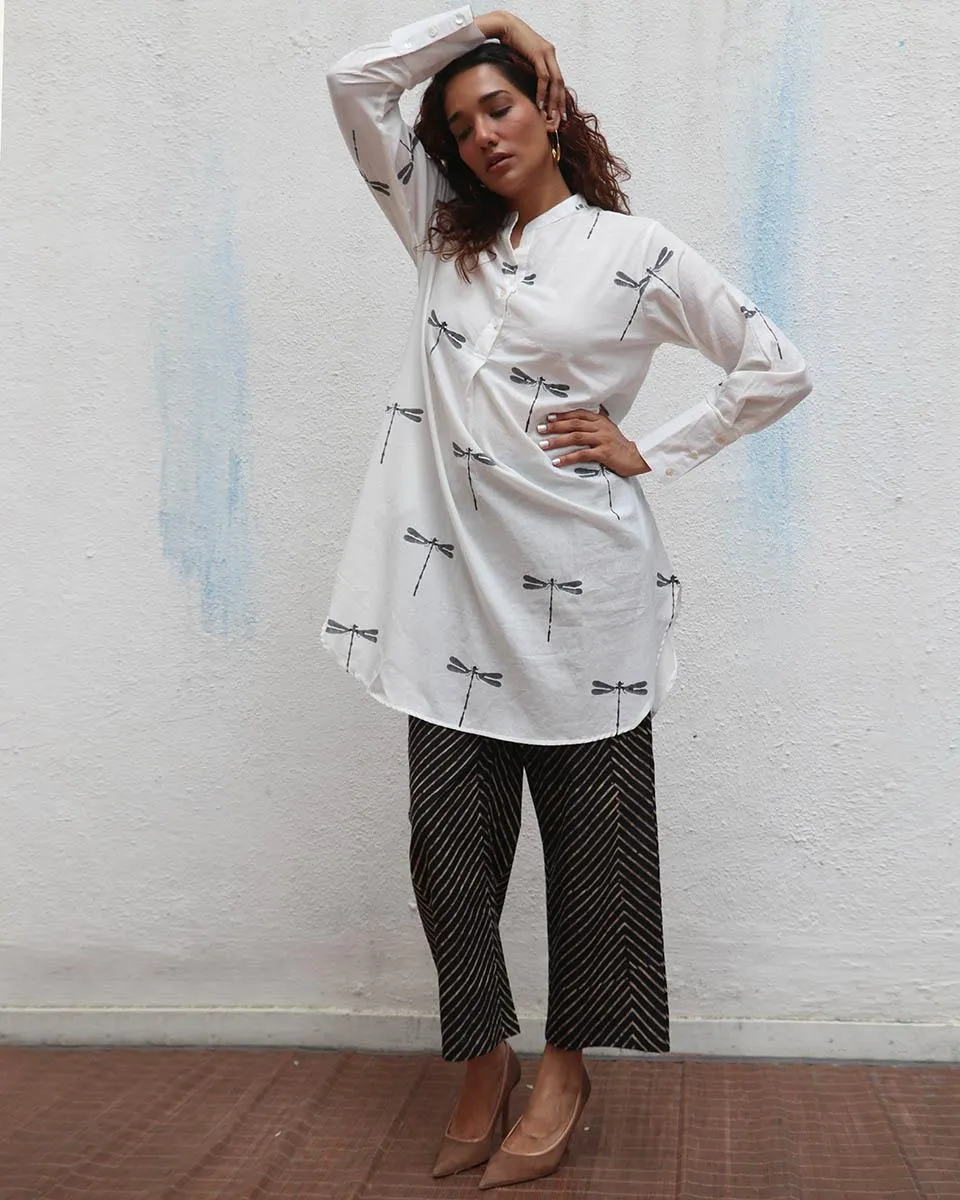 Gone with the Wing Handblock Printed Kurta Set - Mono