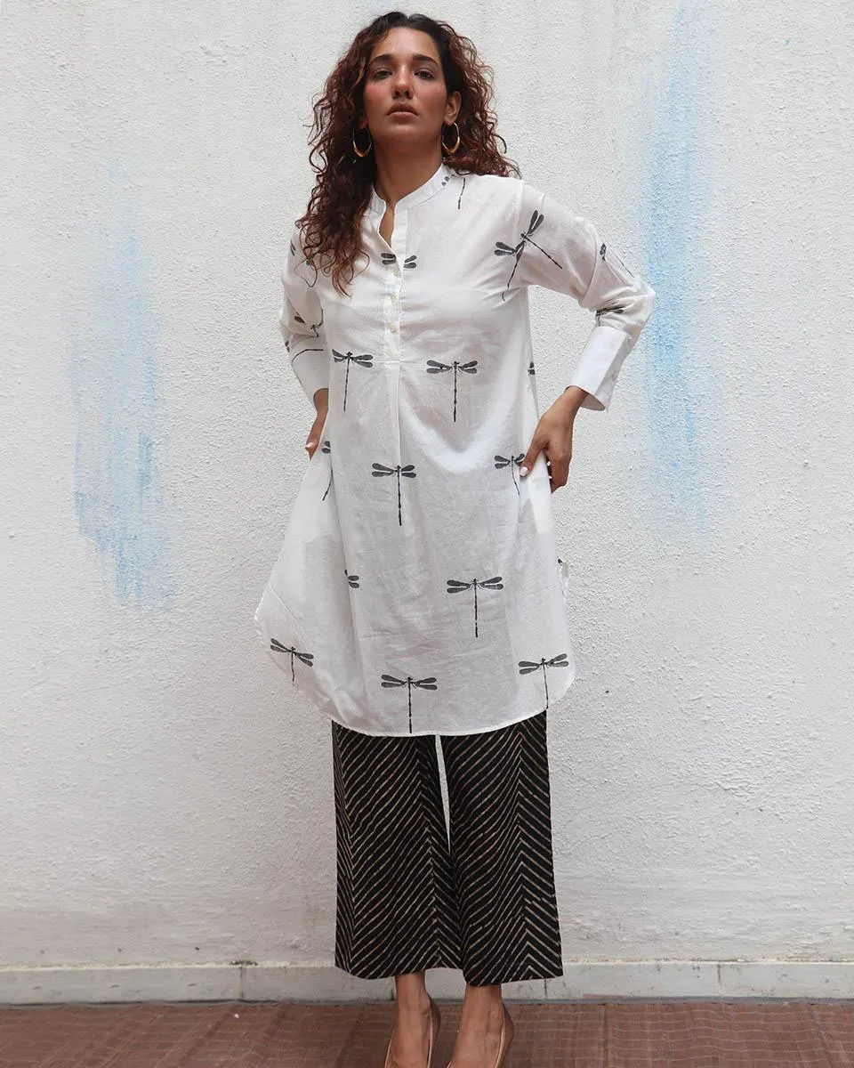 Gone with the Wing Handblock Printed Kurta Set - Mono