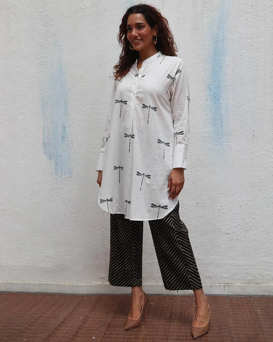 Gone with the Wing Handblock Printed Kurta Set - Mono