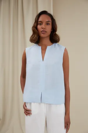 Grace Linen Top Light Blue