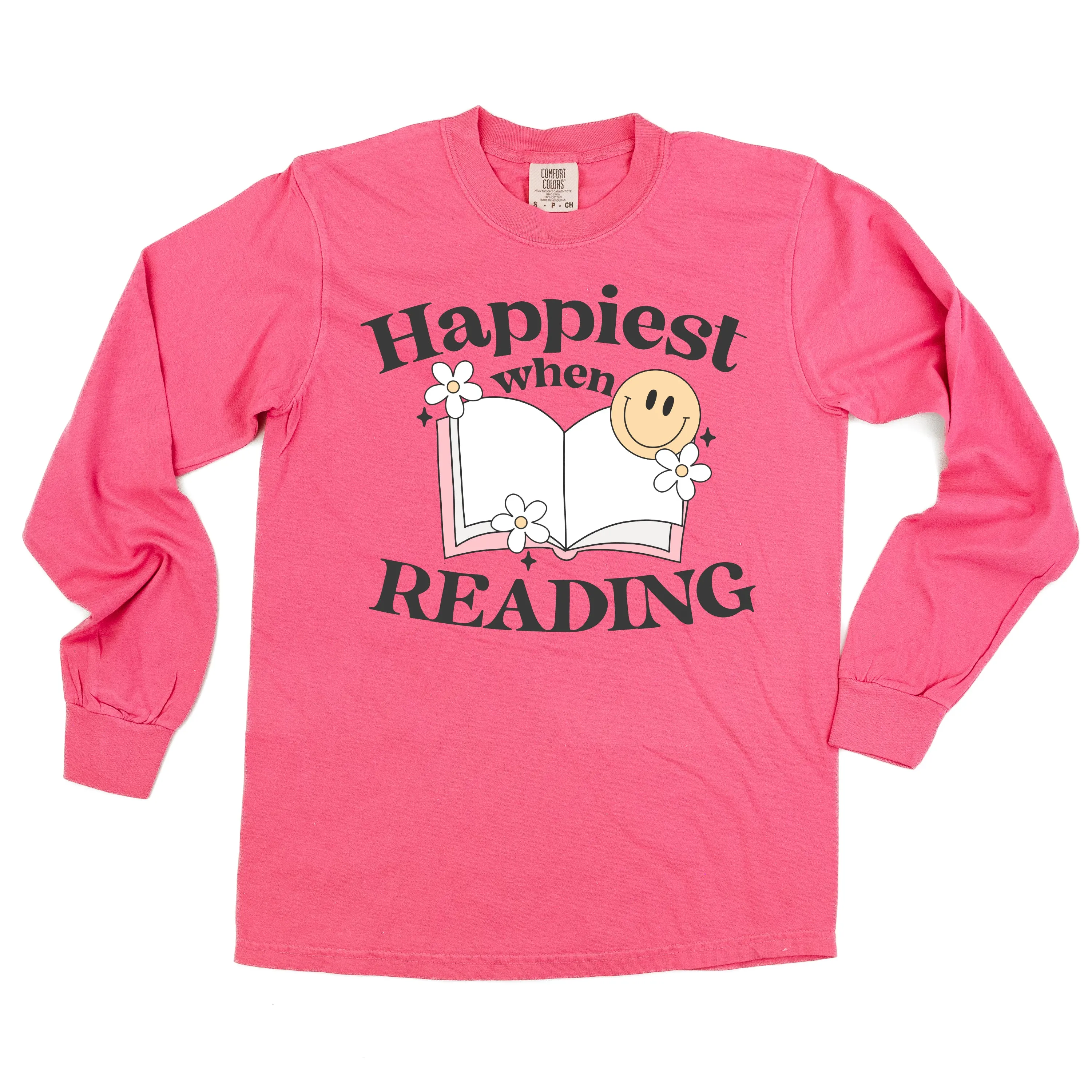 Happiest When Reading - LONG SLEEVE COMFORT COLORS TEE