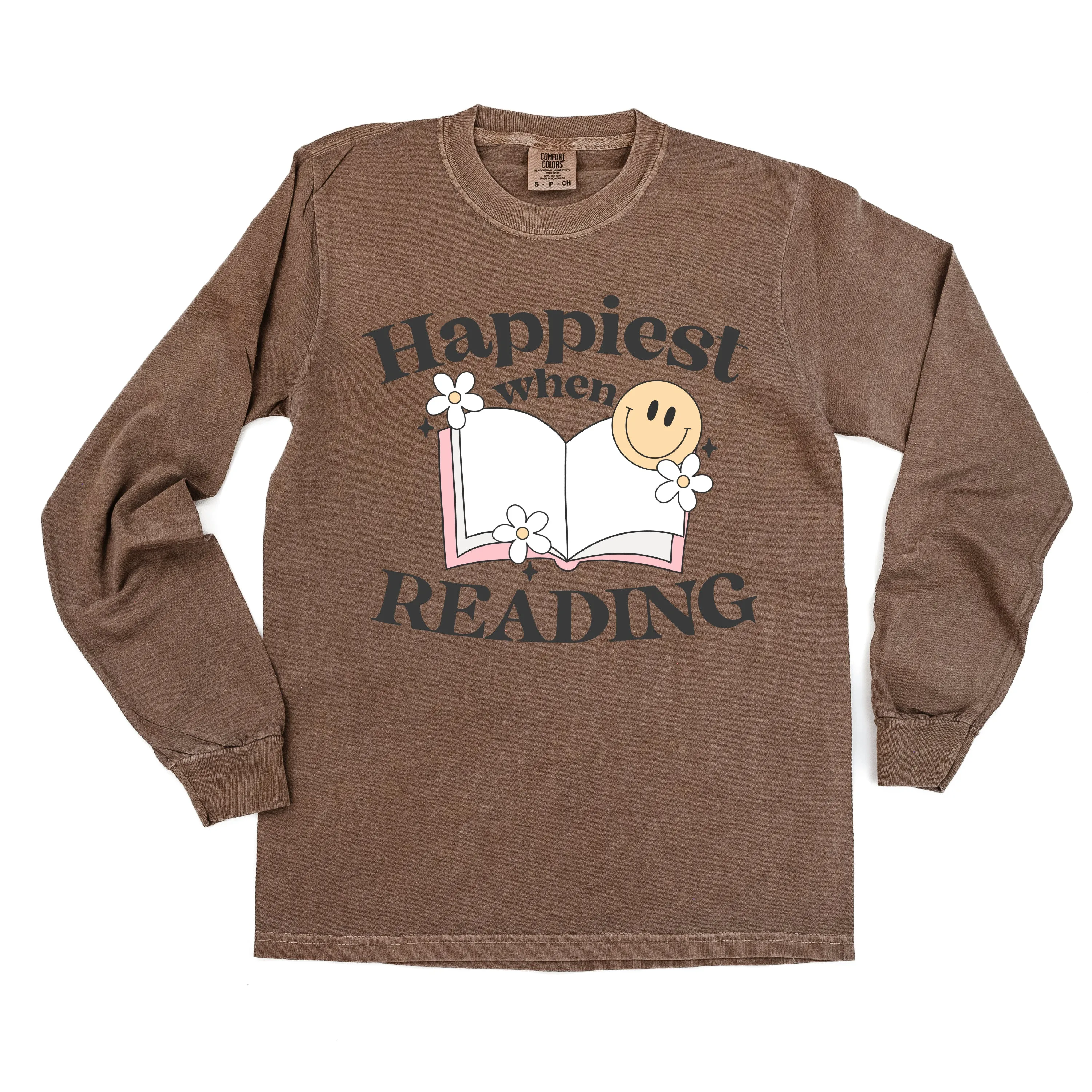 Happiest When Reading - LONG SLEEVE COMFORT COLORS TEE