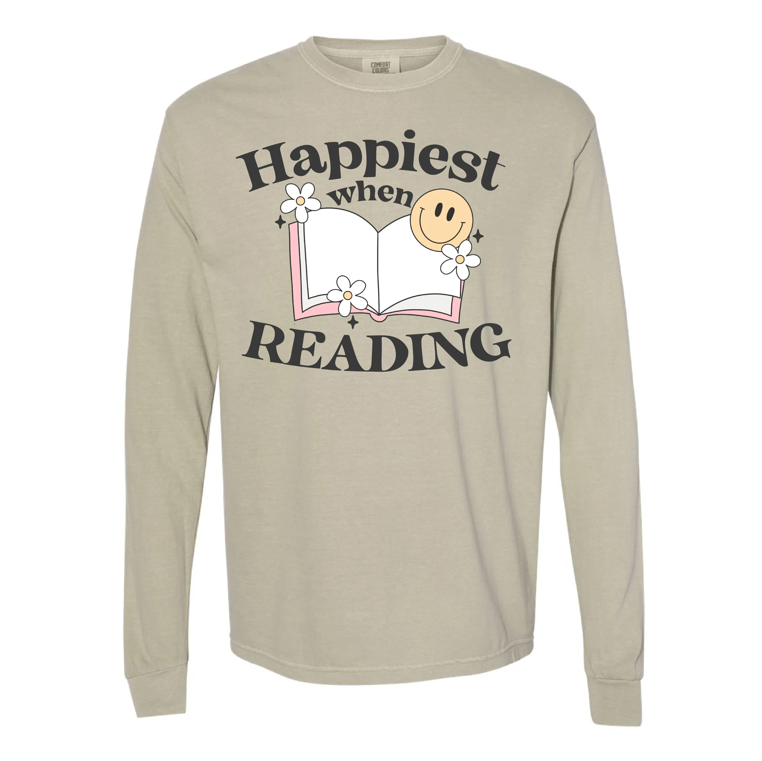 Happiest When Reading - LONG SLEEVE COMFORT COLORS TEE