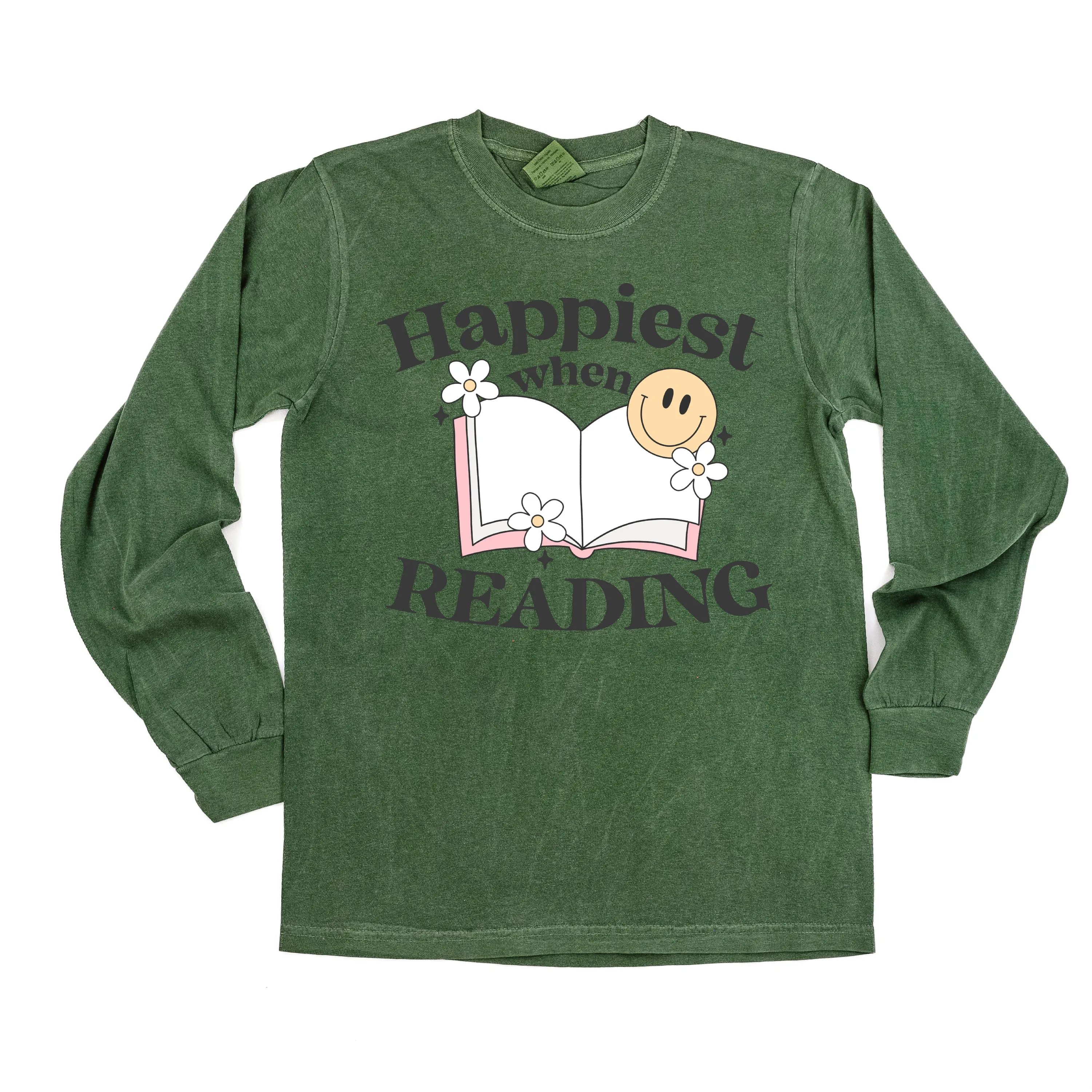 Happiest When Reading - LONG SLEEVE COMFORT COLORS TEE