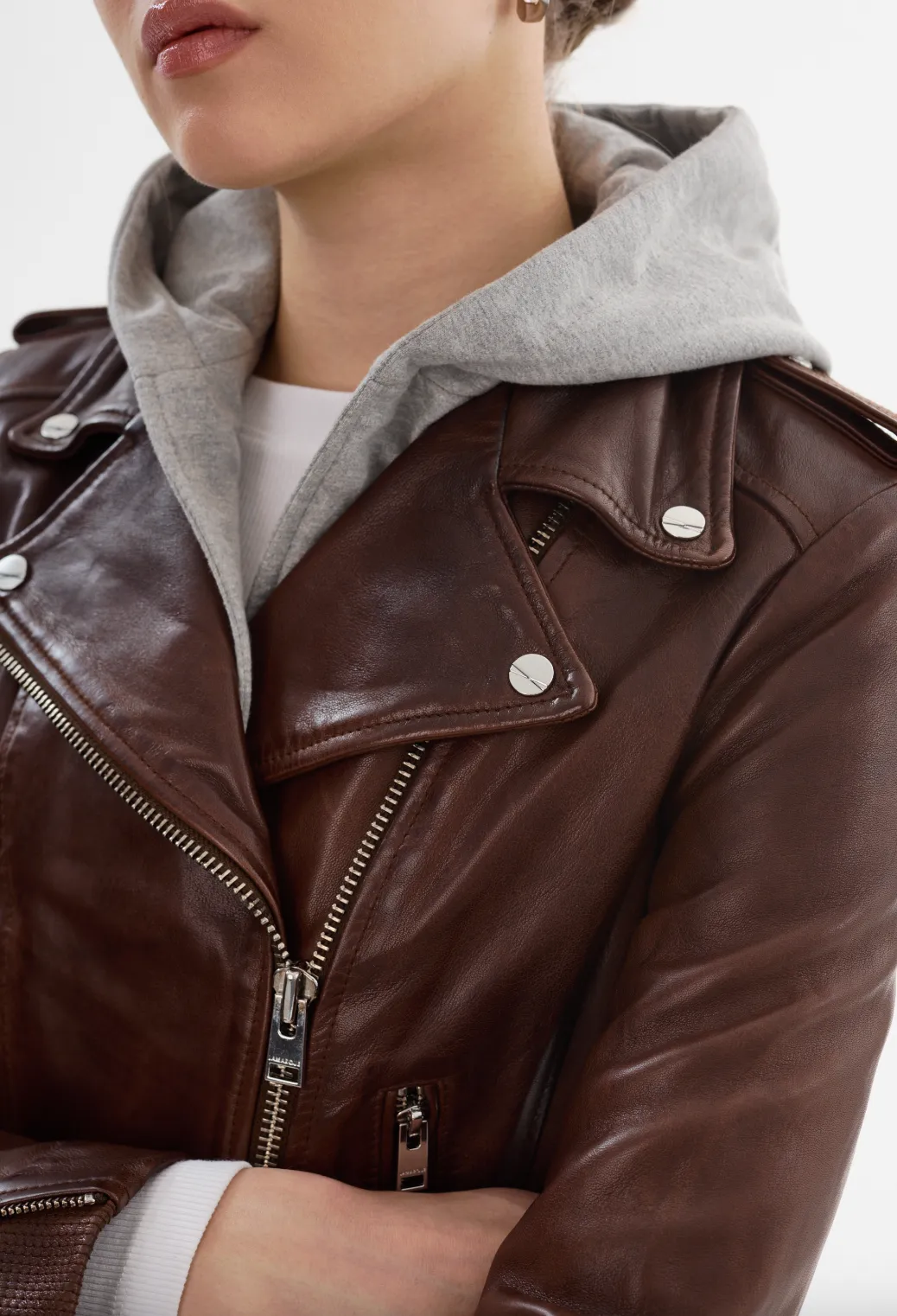 Holy Leather Biker Jacket - Chocolate Brown