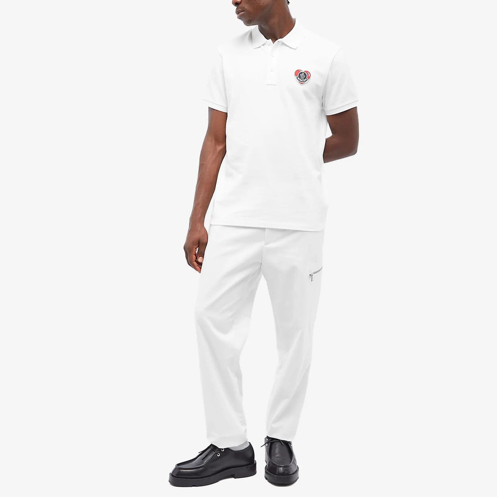 Moncler Heart Logo Polo, white