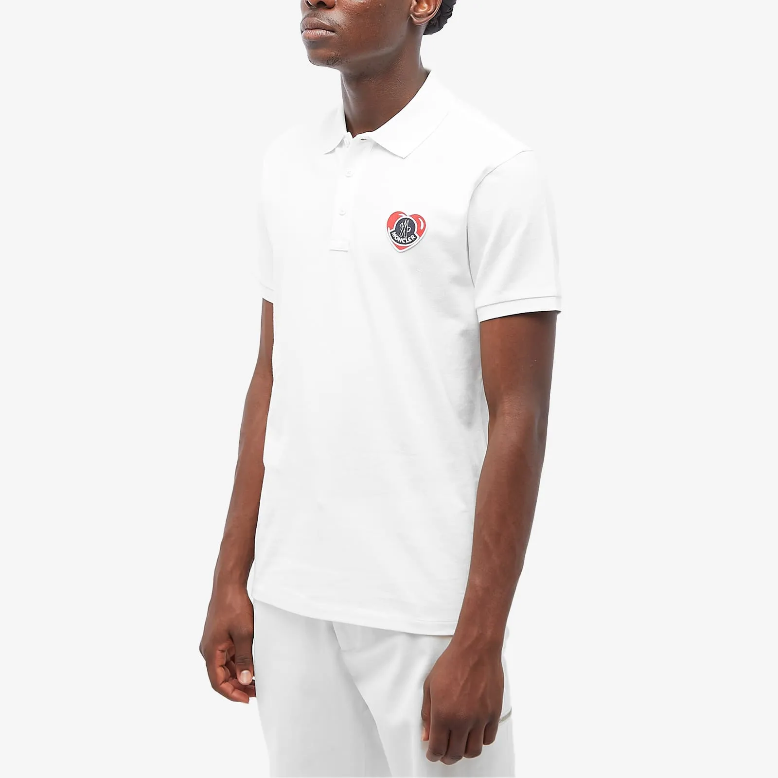 Moncler Heart Logo Polo, white