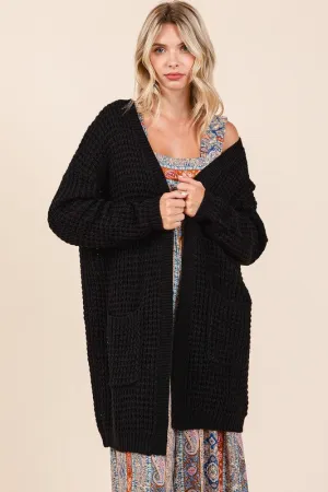 Open Front Long Sleeve Longline Cardigan