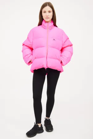 Pink C-Shape Puffer Coat