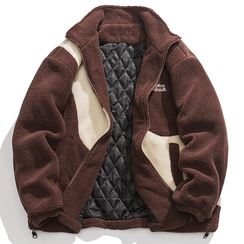 PopFlying Retro Sherpa Winter Coat Color Block