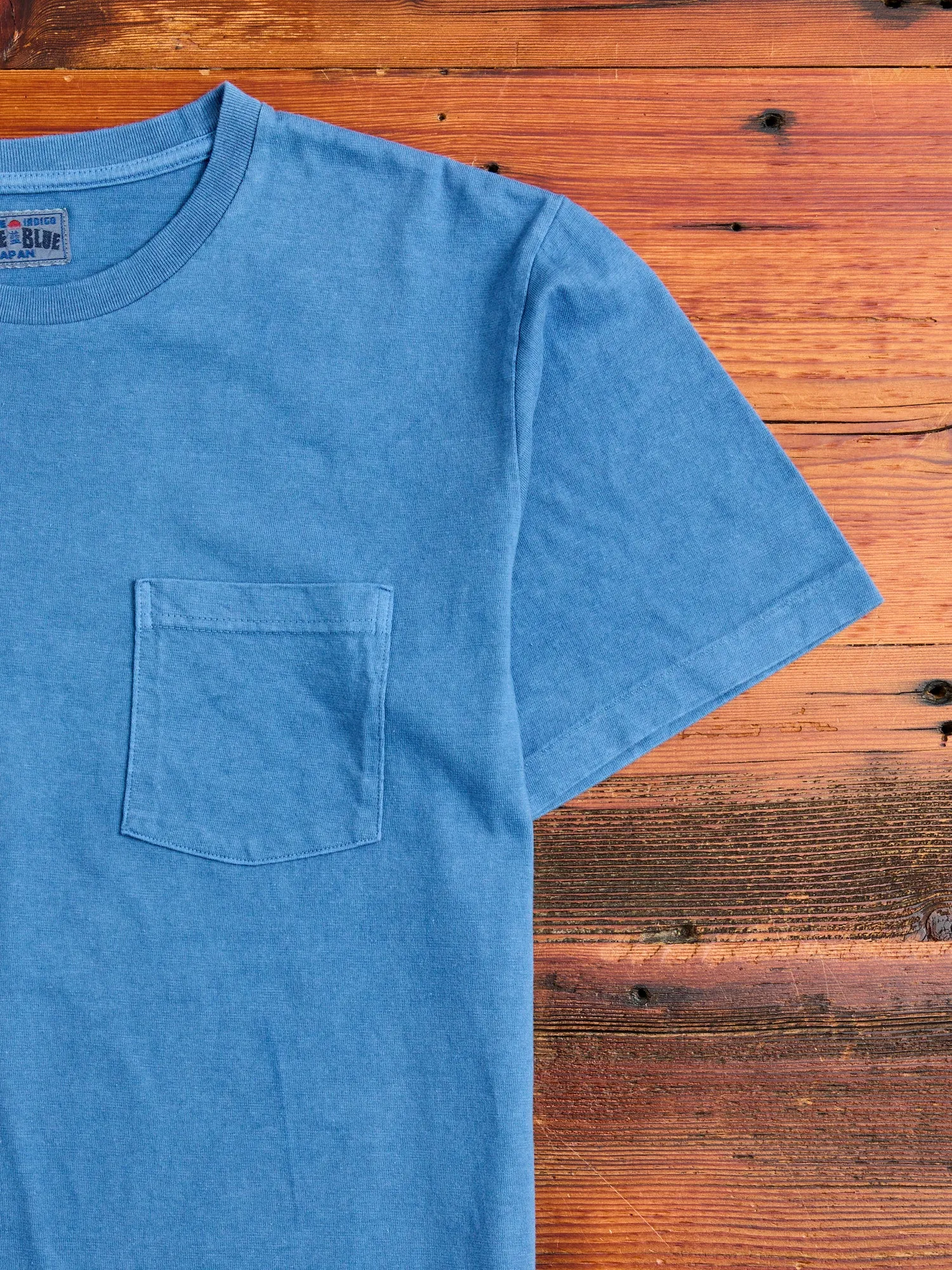 "Bamboo and Tiger" Bassen Pocket T-Shirt in Indigo