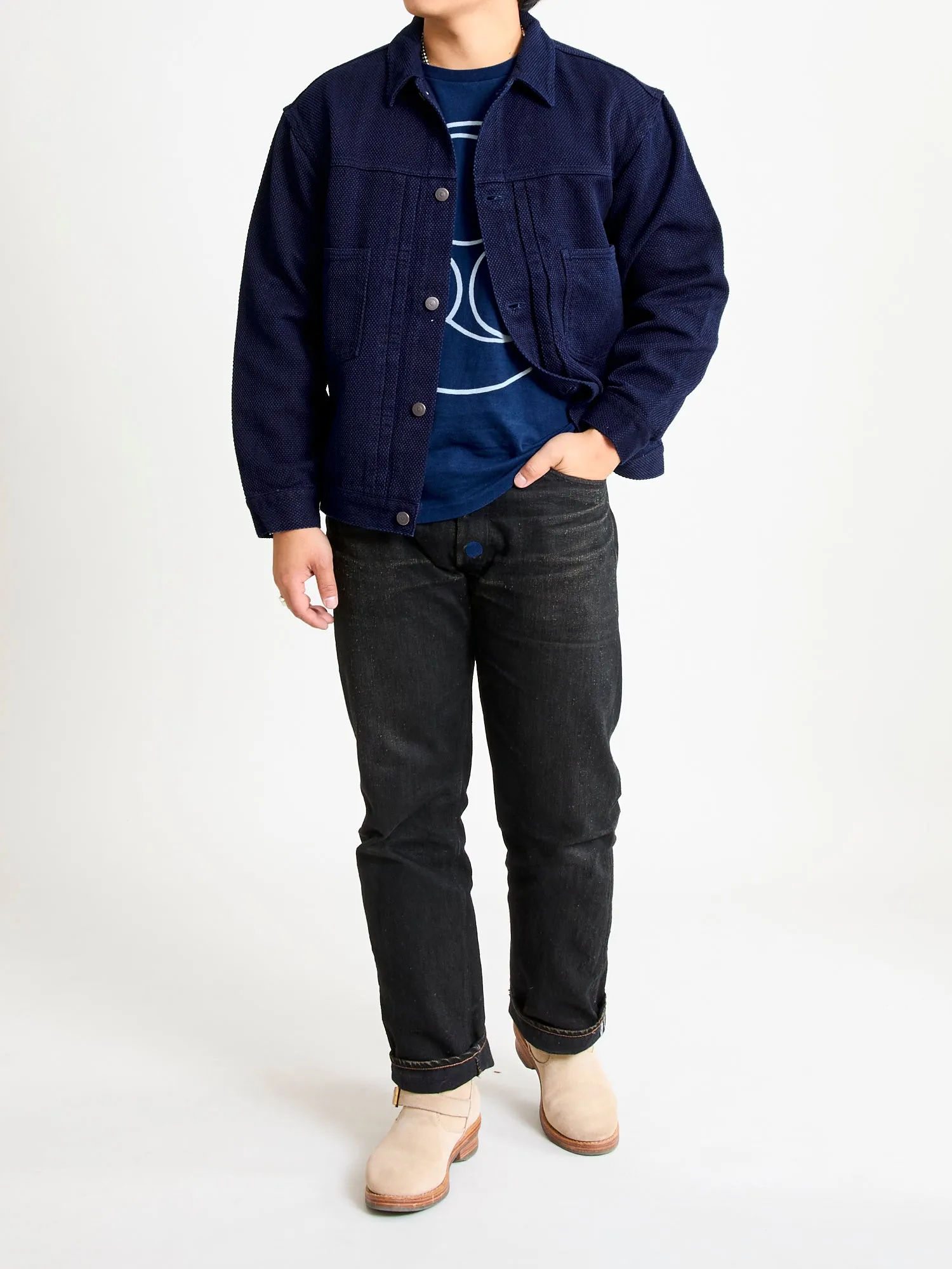 "Mitsutomoe" Bassen T-Shirt in Indigo