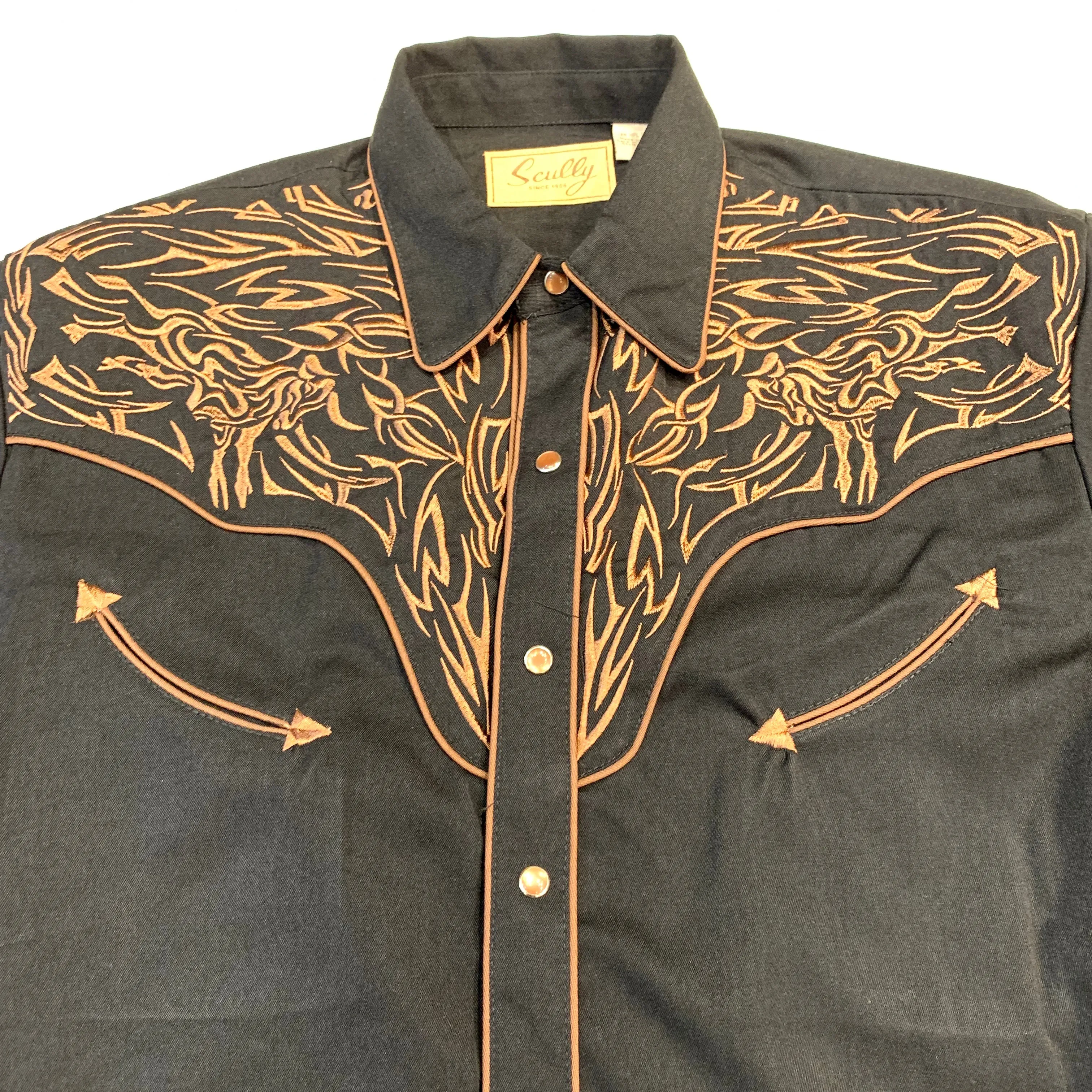 Scully Western Longhorn Bull Long Sleeve Shirt