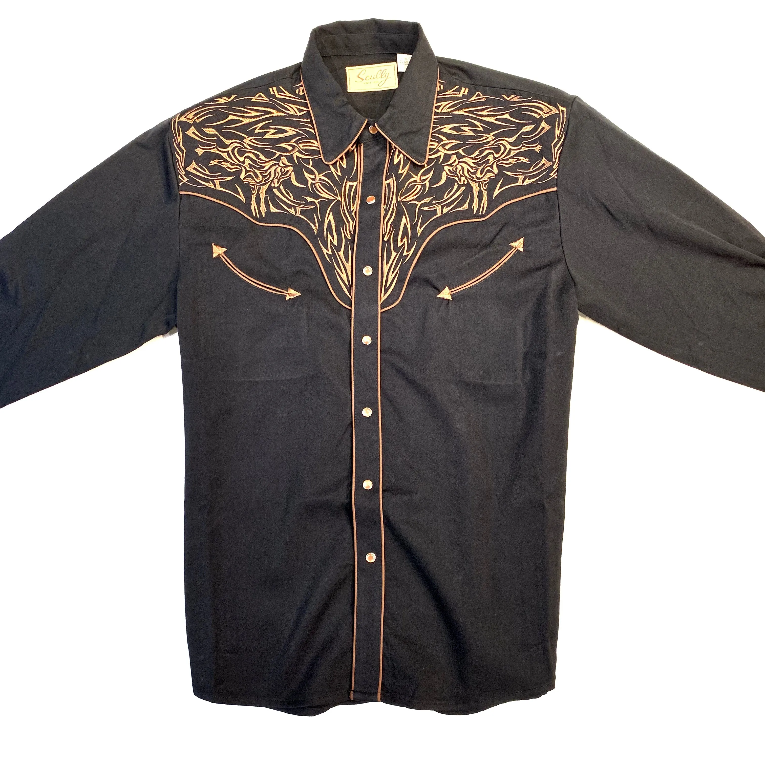 Scully Western Longhorn Bull Long Sleeve Shirt