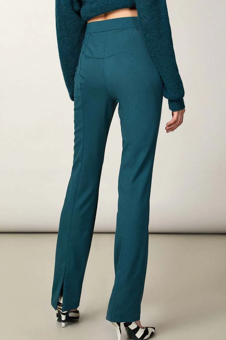 Slim-fit Gabardine Trousers in Teal | FINAL SALE