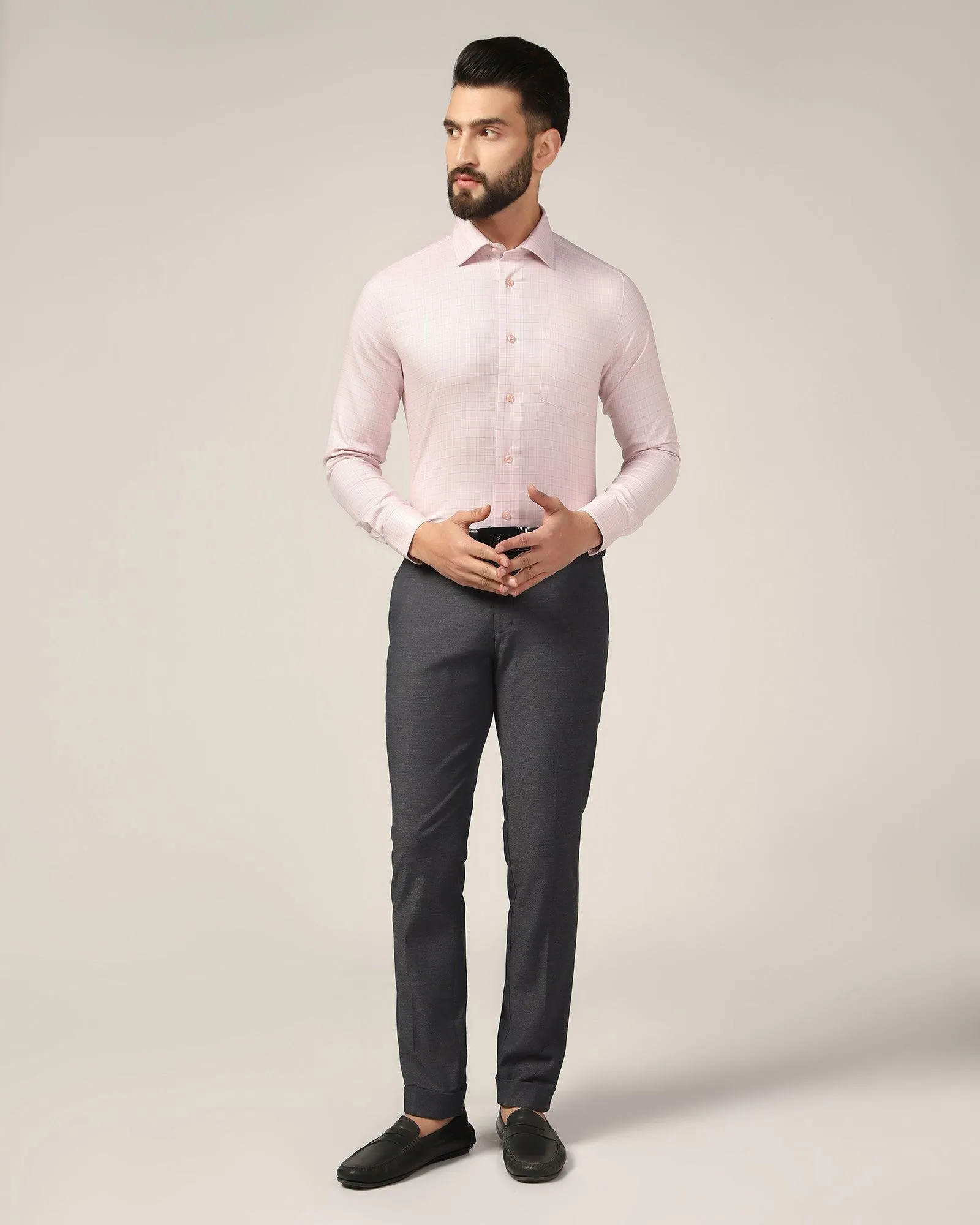 Super Slim Phoenix Formal Charcoal Solid Trouser - Hurricane