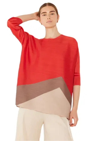 TEEK - Swim Pleated Horizontal Rib Color Block Top