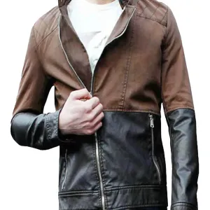 Walker Two-Tone Brown Leather Jacket