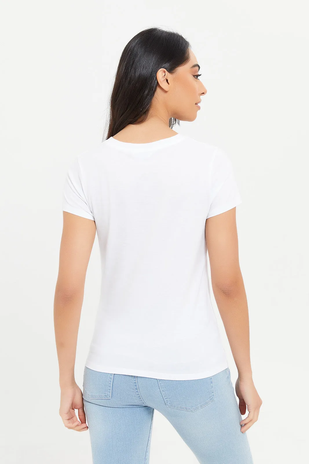 Women White NYC Printed T-Shirt