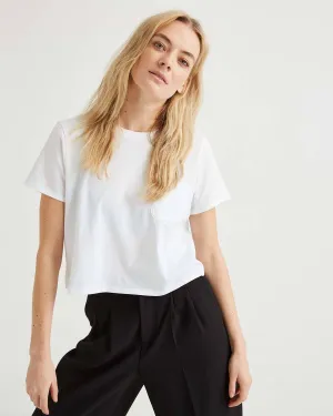 Women's Pima Cotton Boxy Crop Tee - White